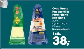 SuperBrugsen Coop grana padano eller parmigiano reggiano tilbud