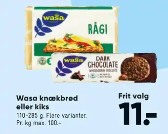 Bilka Wasa knækbrød eller kiks tilbud