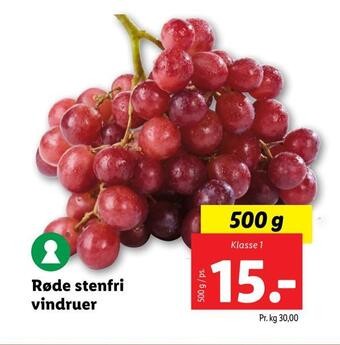 Lidl Røde stenfri vindruer tilbud