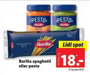 Lidl Barilla spaghetti eller pesto tilbud