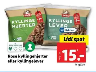 Lidl Rose kyllingehjerter eller kyllingelever tilbud