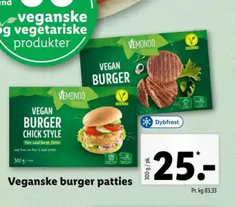 Lidl Veganske burger patties tilbud