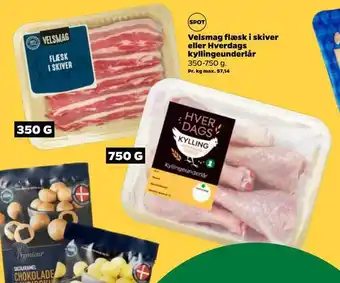 Netto Velsmag flæsk i skiver eller hverdags kyllingeunderlår tilbud