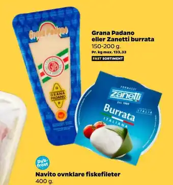 Netto Grana padano eller zanetti burrata tilbud