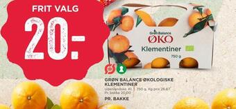 MENY Grøn balance økologiske klementiner tilbud