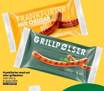 Netto Frankfurter med ost eller grillpølser tilbud