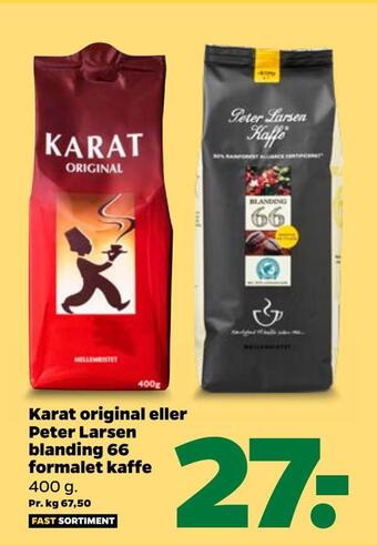 Netto Karat original eller peter larsen blanding 66 formalet kaffe tilbud