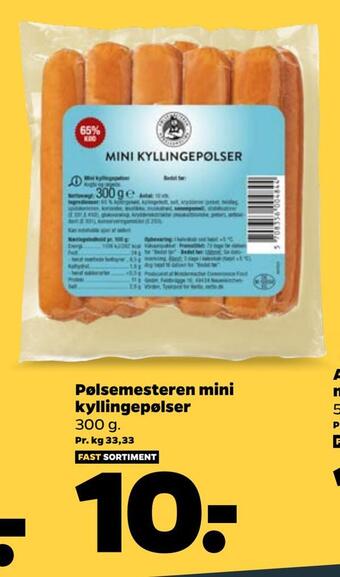 Netto Pølsemesteren mini kyllingepølser tilbud