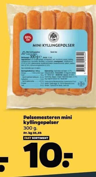 Netto Pølsemesteren mini kyllingepølser tilbud