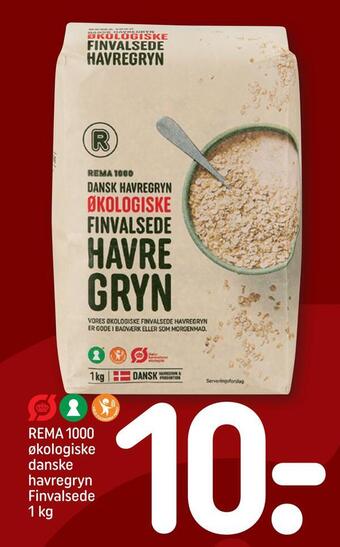 REMA 1000 Rema 1000 økologiske danske havregryn finvalsede tilbud