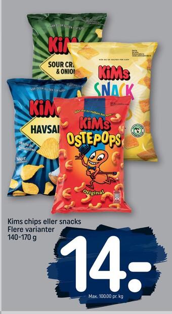 REMA 1000 Kims chips eller snacks tilbud