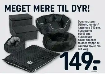 Dougnut seng ø60 cm, hunde-/ kattehule ø40 cm, hundeseng 60x45 cm, hundepude 68x85 cm eller foldbar trappe til kæledyr 45x43 