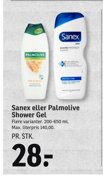 SPAR Sanex eller palmolive shower gel tilbud