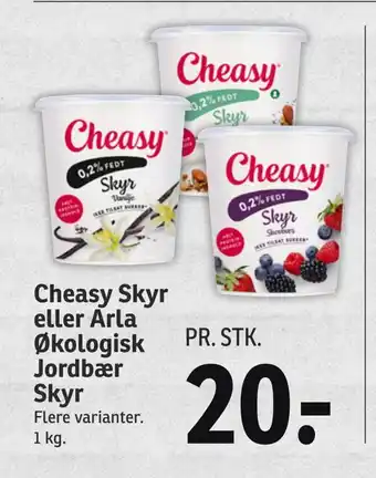 SPAR Cheasy skyr eller arla økologisk jordbær skyr tilbud