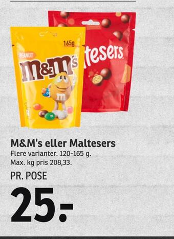 SPAR M&m's eller maltesers tilbud