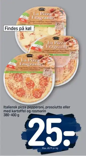 Italiensk pizza pepperoni, prosciutto eller med kartoffel og rosmarin