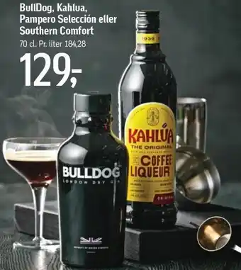 Føtex Bulldog, kahlua, pampero selecction el. southern comfort tilbud