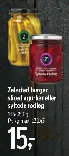 Føtex Burger sliced agurker el. syltede rødløg tilbud
