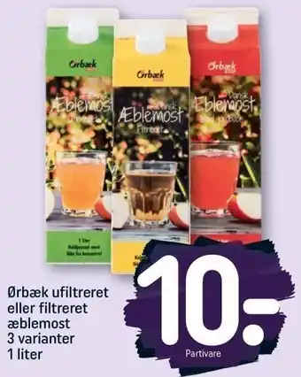 REMA 1000 Ørbæk ufiltreret el. filtreret æblemost tilbud