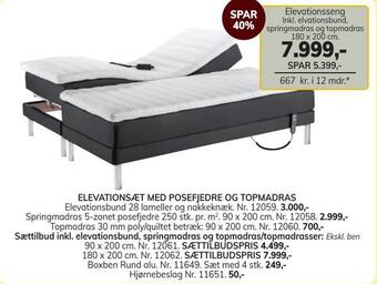 Daells Bolighus Sættilbud inkl. elevationsbund, springmadras og topmadras/topmadrasser tilbud