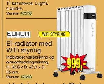 Harald Nyborg El-radiator med wifi styring tilbud