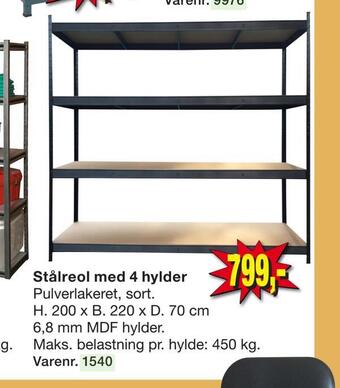 Harald Nyborg Stålreol med 4 hylder tilbud