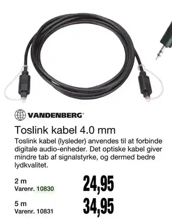 Harald Nyborg Toslink kabel 4,0 mm tilbud
