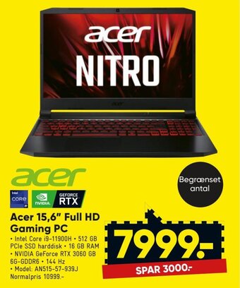 Bilka Acer 15.6" Full HD Gaming PC tilbud