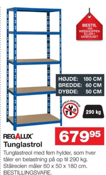 Bauhaus Regalux reol tilbud