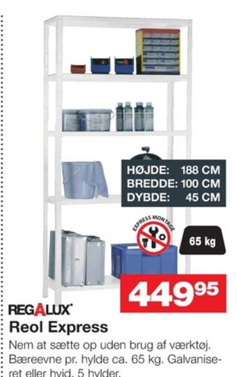 Bauhaus Regalux reol tilbud