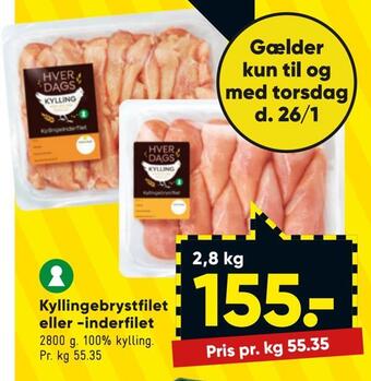 Bilka Kyllingebrystfilet eller -inderfilet tilbud