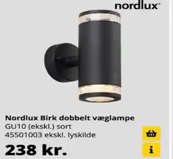 10-4 Byggecenter Nordlux Birk Dobbelt Væglampe tilbud