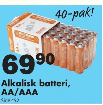 Biltema Alkalisk batteri, AA/AAA tilbud