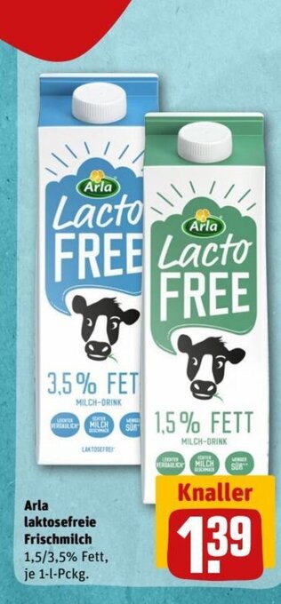 REWE Arla Laktosefreie Frischmilch tilbud