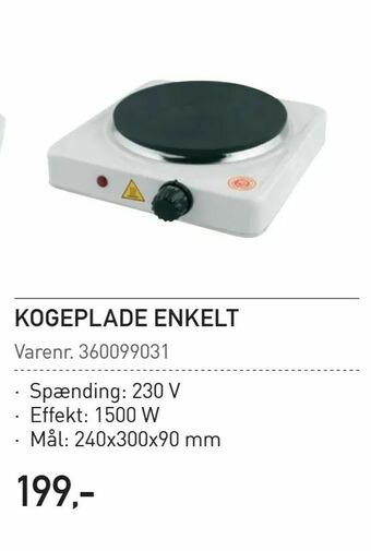 Thansen Kogeplade enkelt tilbud