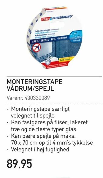 Thansen Monteringstape vådrum/spejl tilbud