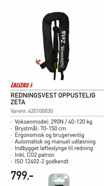 Thansen Redningsvest oppustelig zeta tilbud