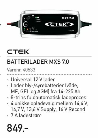 Thansen Batterilader mxs 7,0 tilbud