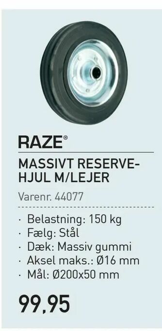 Massivt reservehjul m/lejer