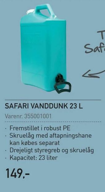 Thansen Safari vanddunk 23 l tilbud