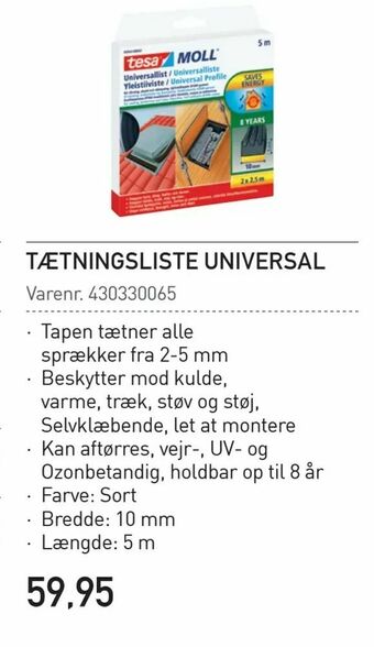 Thansen Tætningsliste universal tilbud