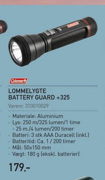 Lommelygte battery guard +325