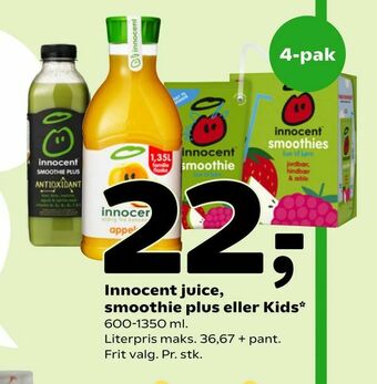 Innocent juice, smoothie plus eller Kids