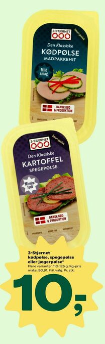 3-Stjernet kødpølse, spegepølse eller jægerpølse