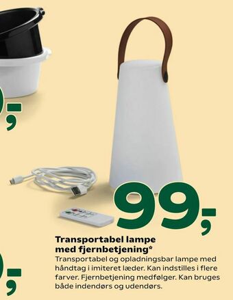 Transportabel lampe med fjernbetjening