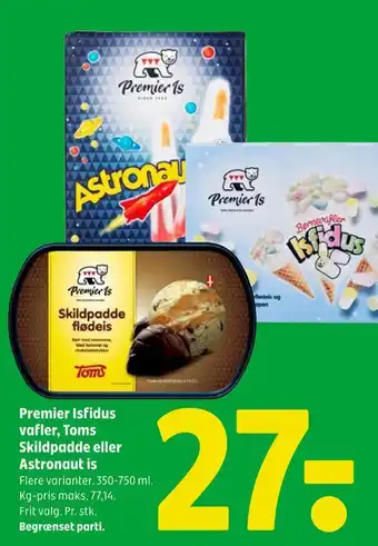 Coop 365 Premier isfidus vafler, toms skildpadde eller astronaut is tilbud