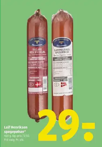 Coop 365 Leif henriksen spegepølser tilbud