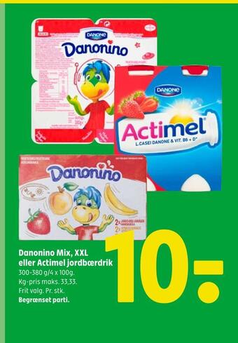 Coop 365 Danonino mix, xxl eller actimel jordbærdrik tilbud