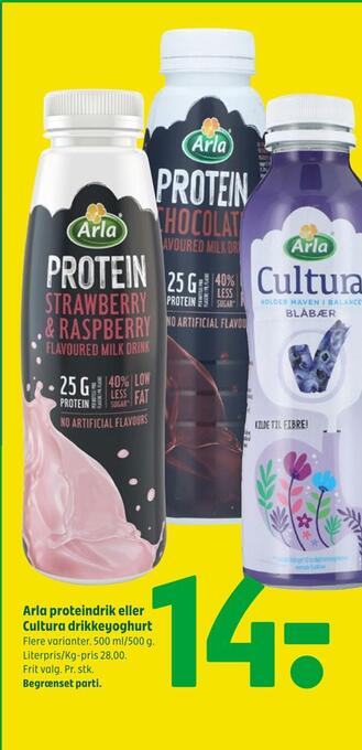 Coop 365 Arla proteindrik eller cultura drikkeyoghurt tilbud