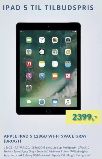 CBC Apple Ipad 5 128gb Wi-Fi Space Gray (Brugt) tilbud